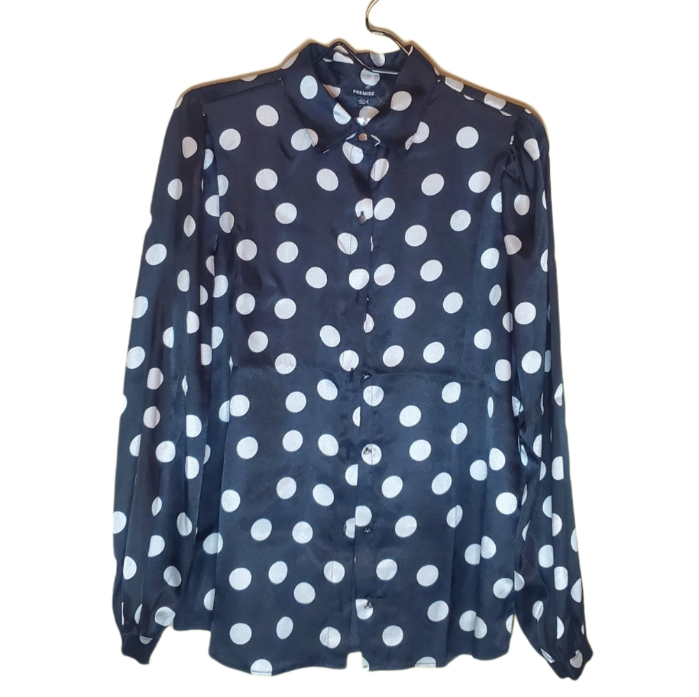 PREMISE Polka Dot Button Up